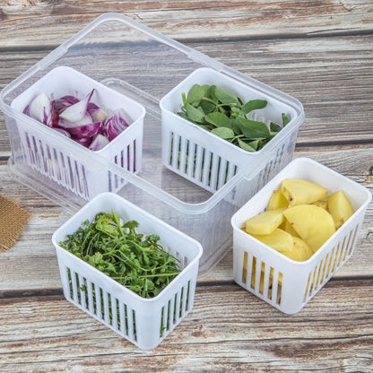 Fridge Storage Box – Airtight Food & Veggie Organizer | Tidy Table - 4 Grid / Color Box
